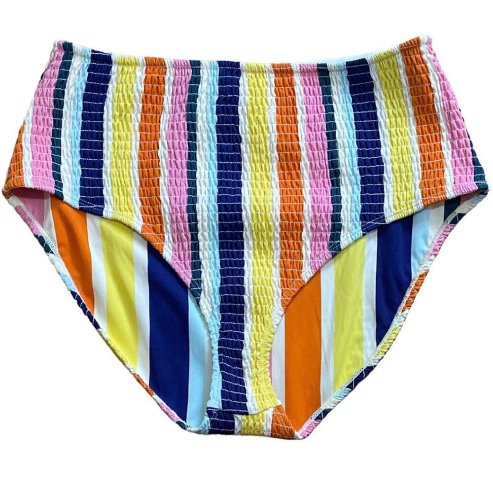NWT Crescent Drive Beach Party High Waisted Striped Bikini Bottoms Sz XL